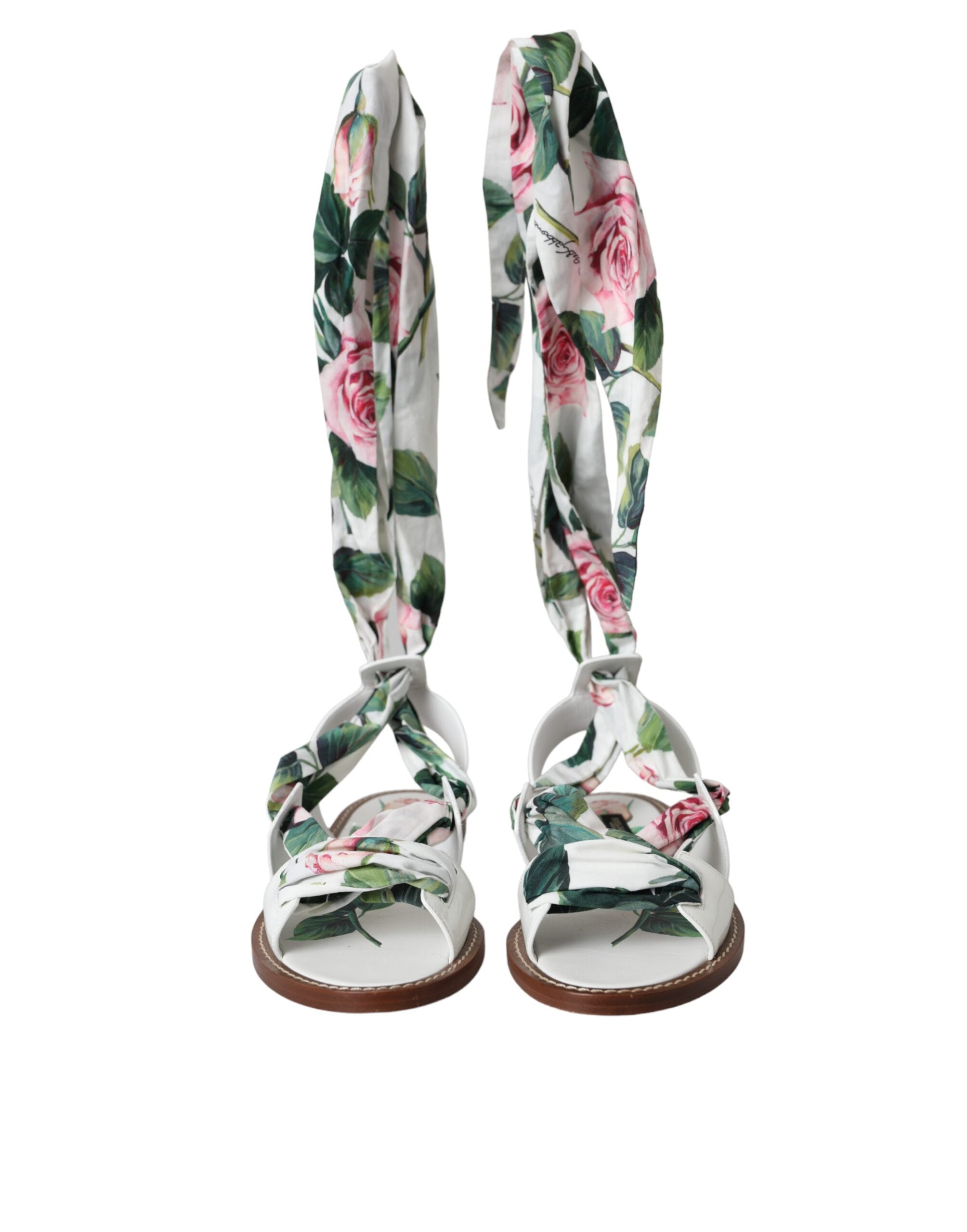 Multicolor Floral Print Ankle Wrap Sandals Shoes - ventzia