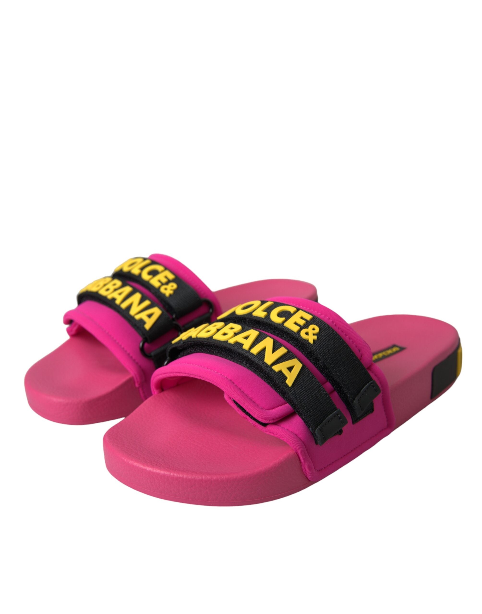 Pink Black Logo Beachwear Flats Sandals Shoes - ventzia
