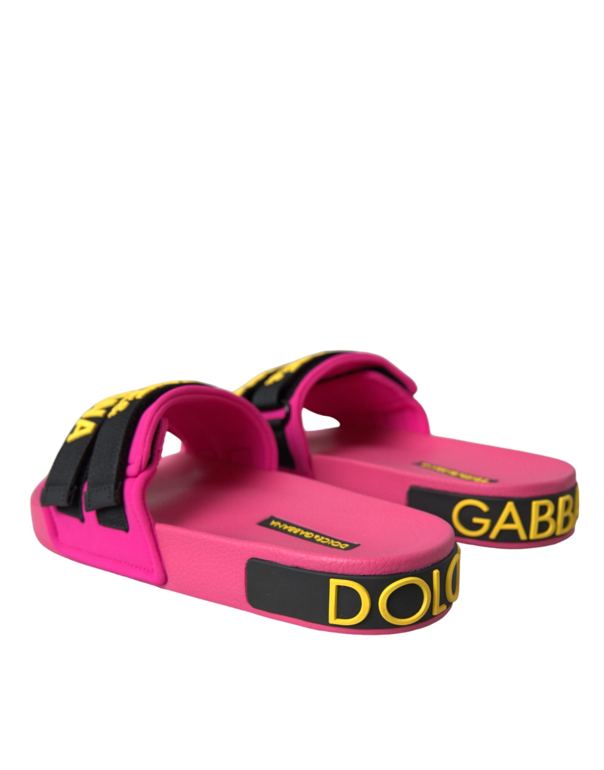 Pink Black Logo Beachwear Flats Sandals Shoes - ventzia