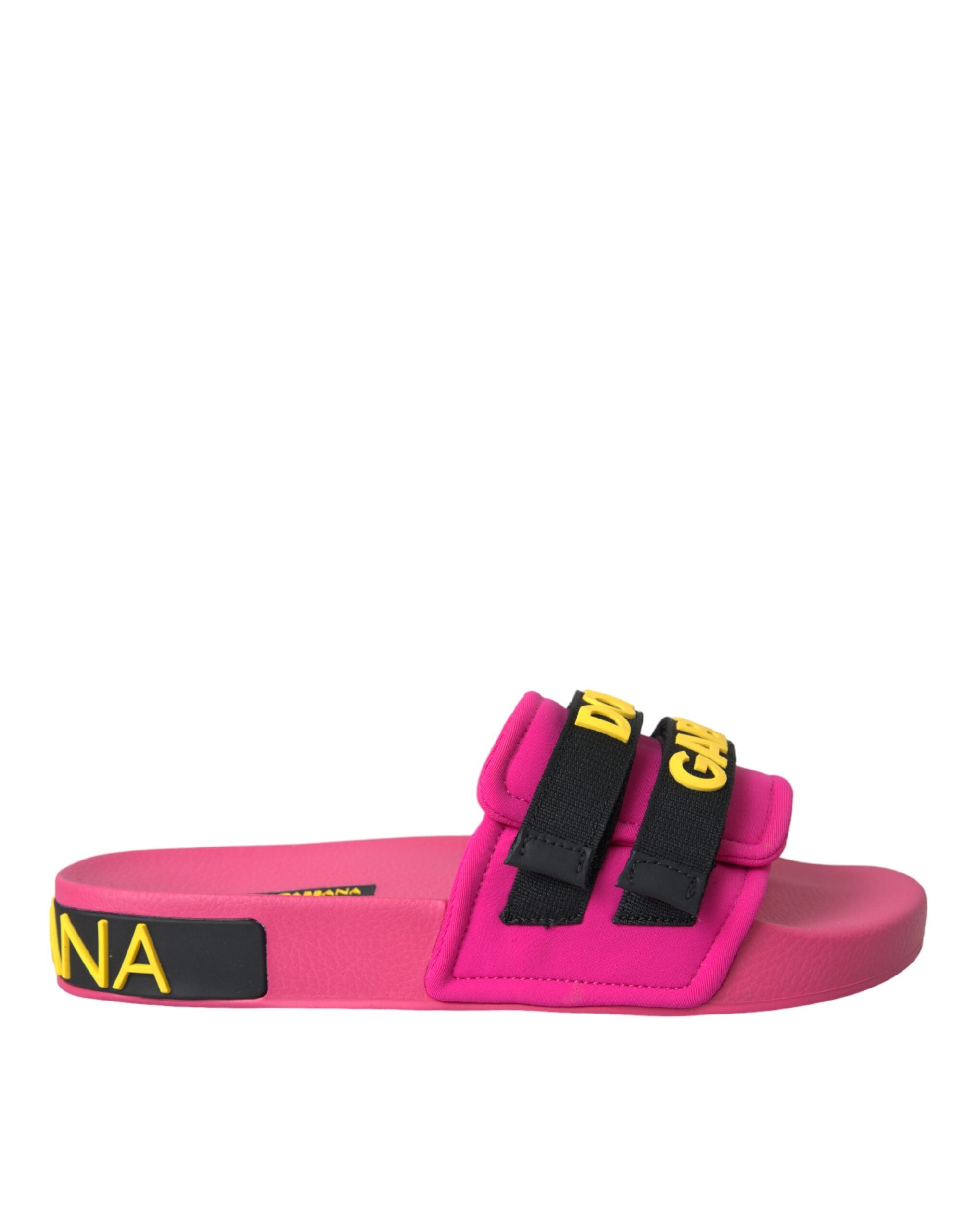 Pink Black Logo Beachwear Flats Sandals Shoes - ventzia