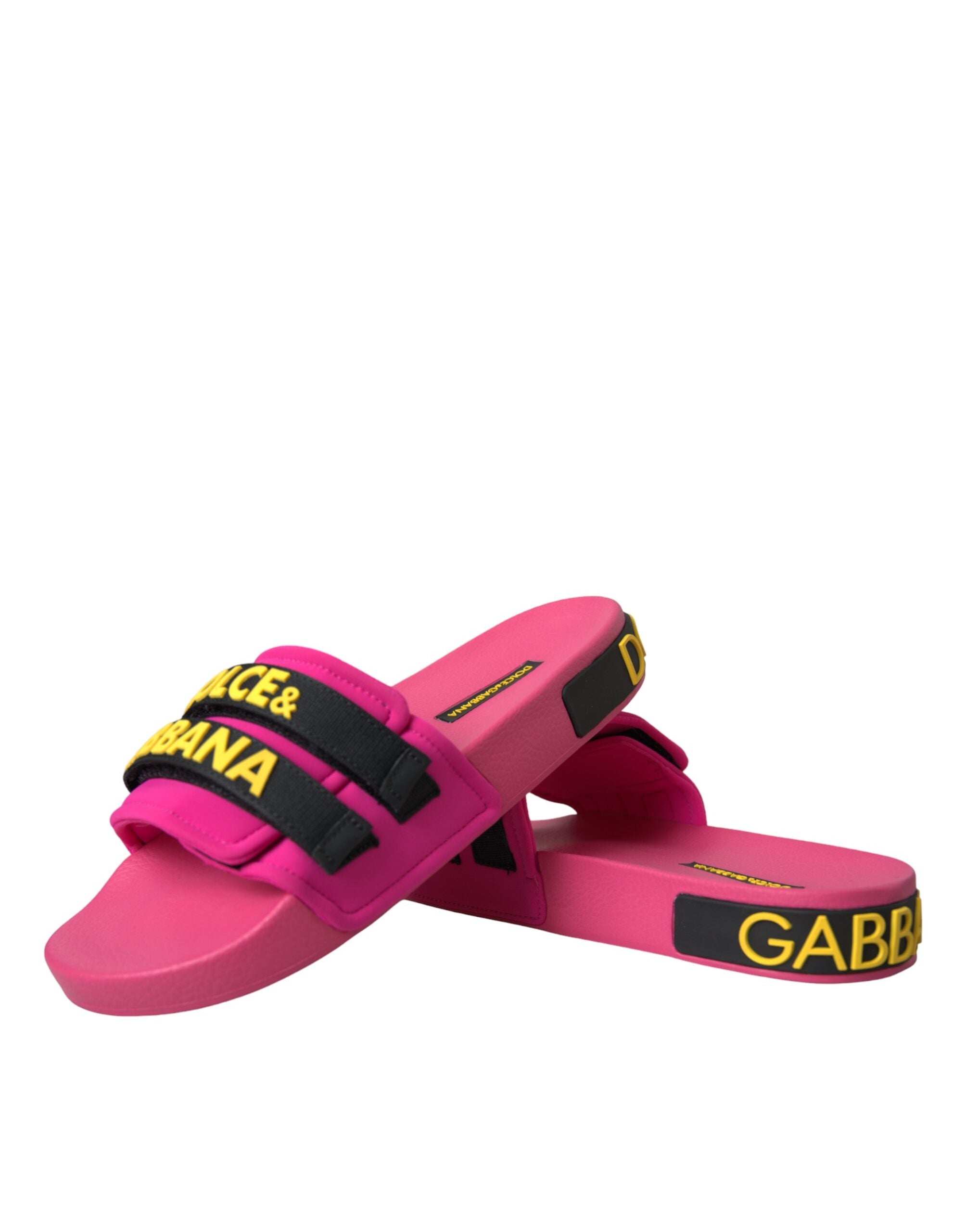 Pink Black Logo Beachwear Flats Sandals Shoes - ventzia