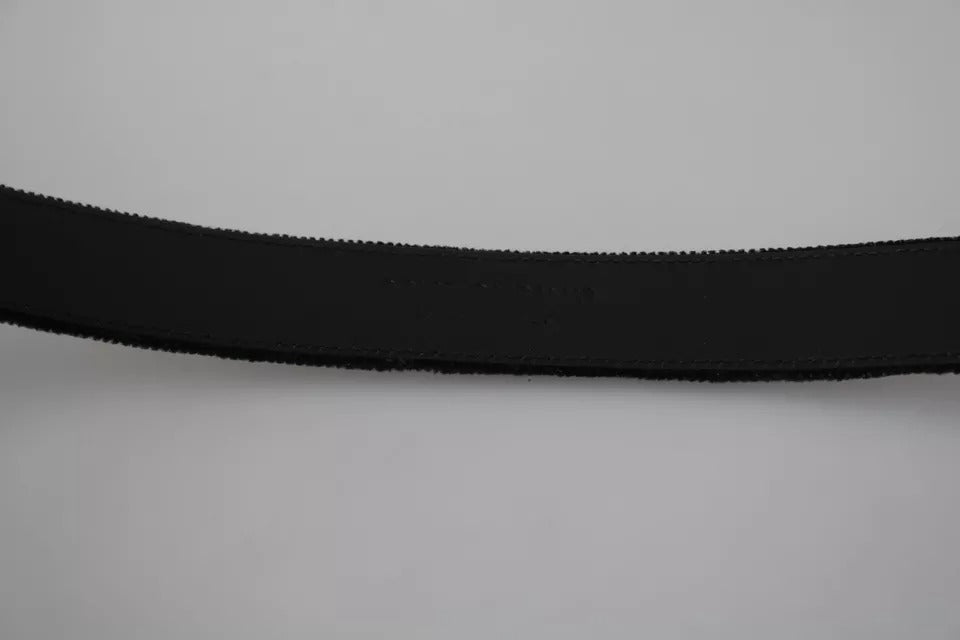 Black Velvet Silver Tone Metal Buckle Men Belt - ventzia