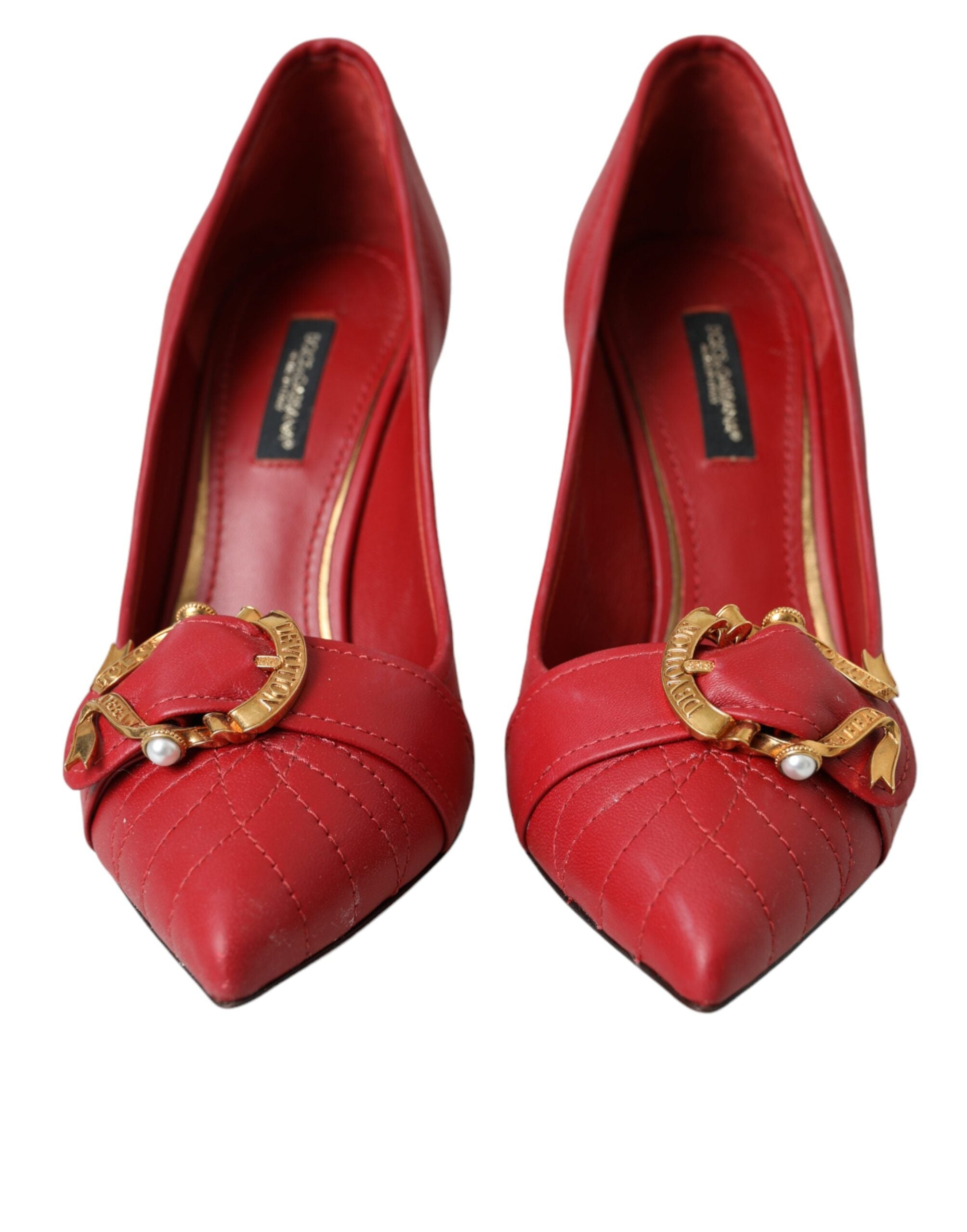 Red Devotion Leather Heels Pumps Shoes - ventzia