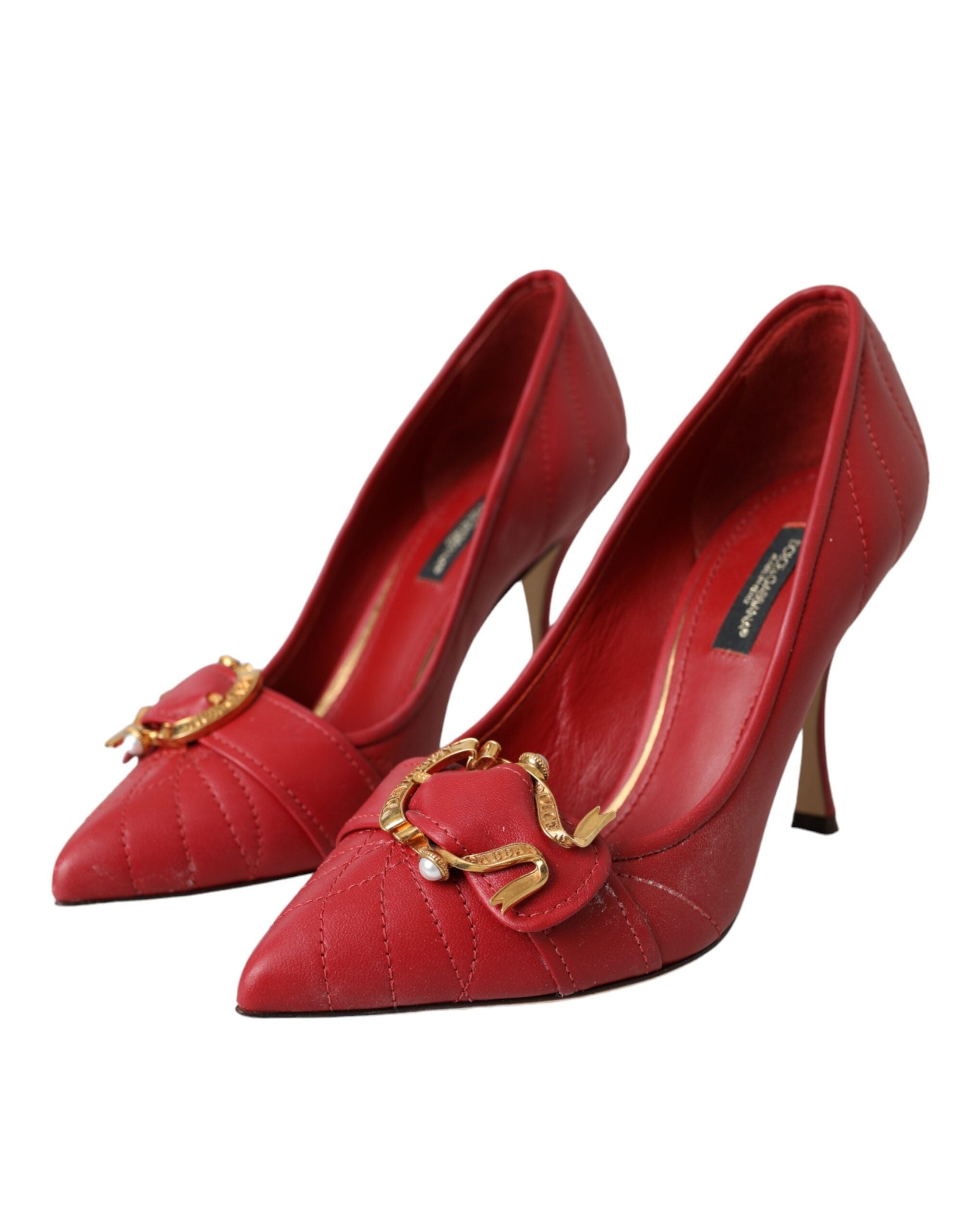 Red Devotion Leather Heels Pumps Shoes - ventzia