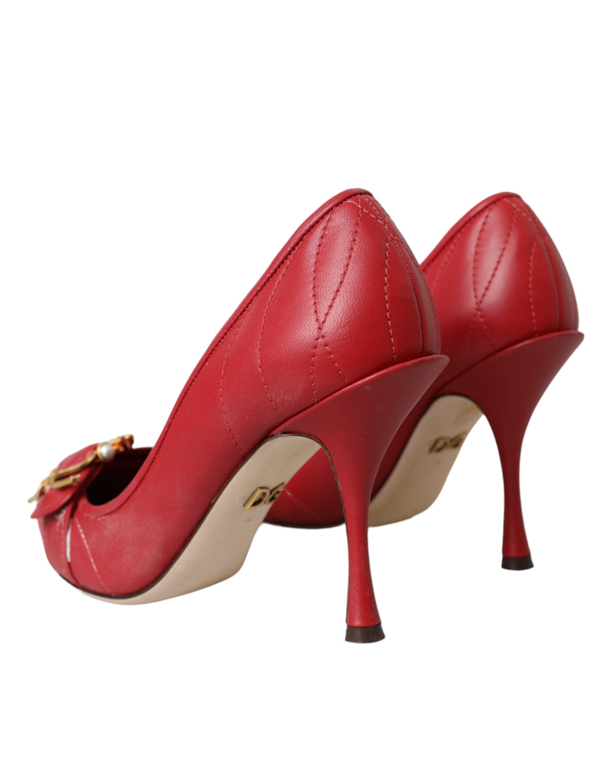 Red Devotion Leather Heels Pumps Shoes - ventzia