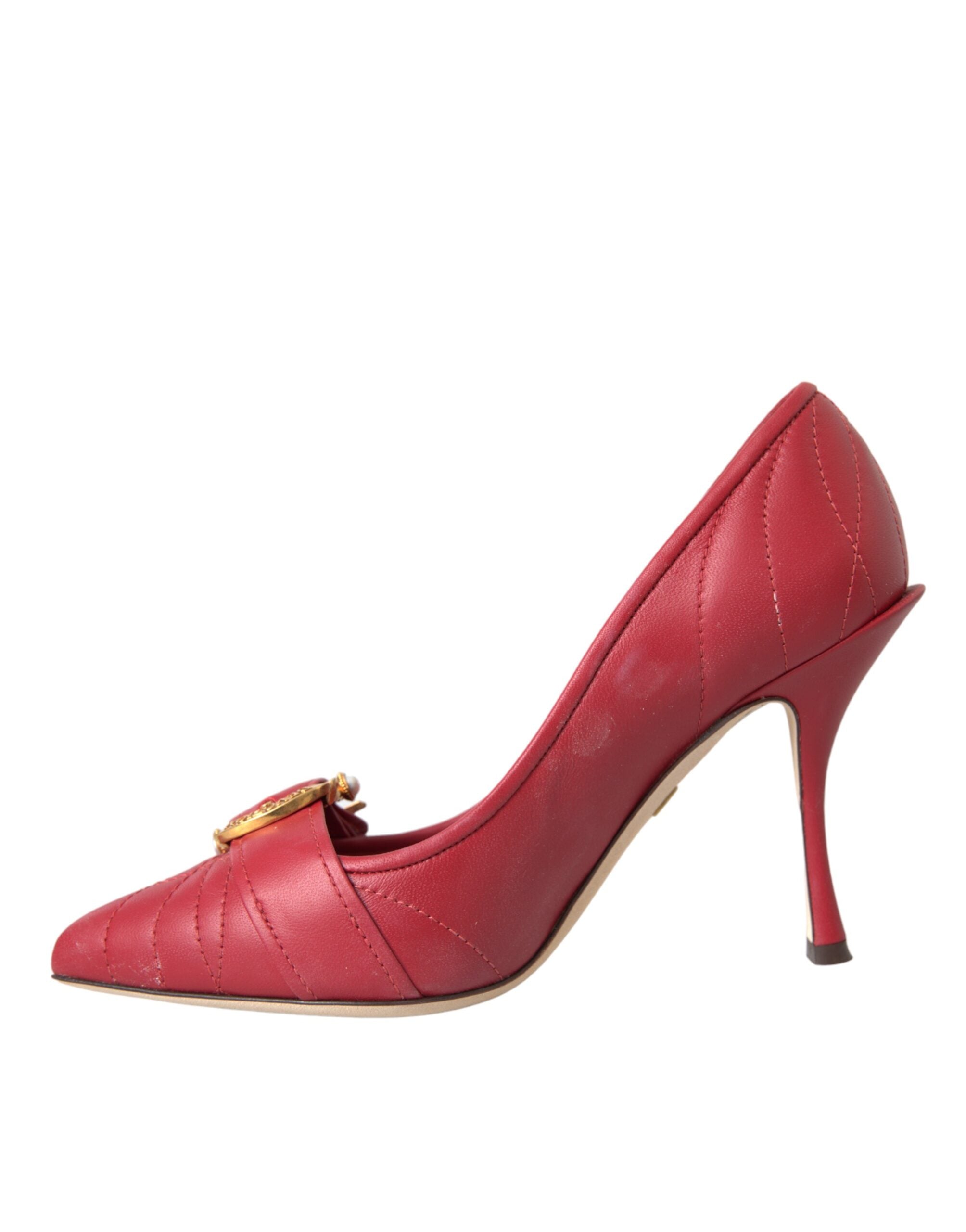 Red Devotion Leather Heels Pumps Shoes - ventzia