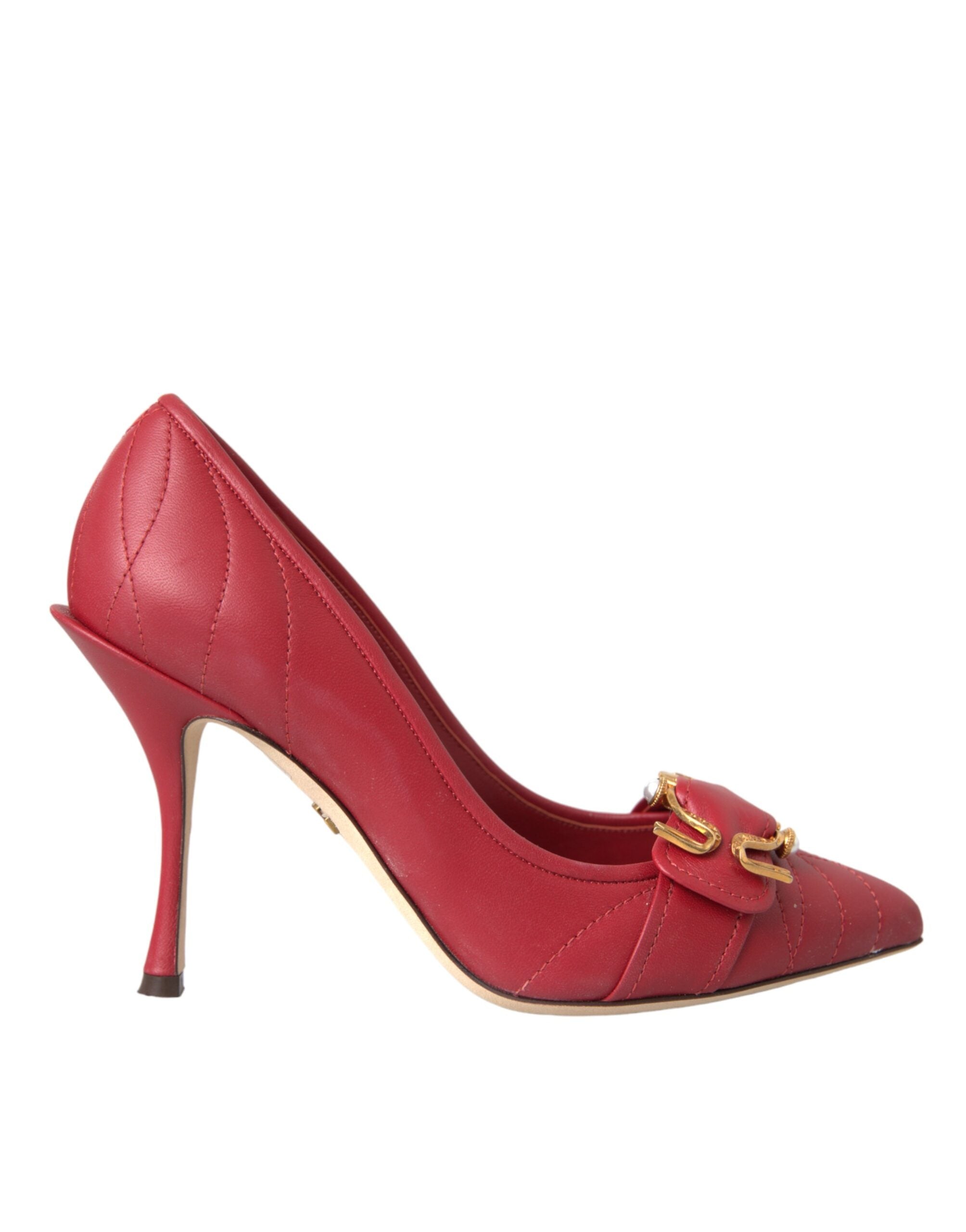 Red Devotion Leather Heels Pumps Shoes - ventzia