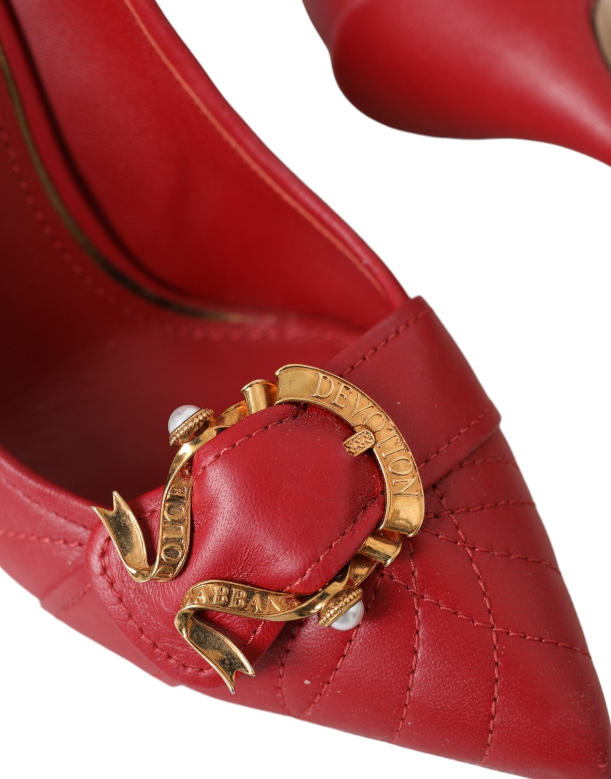 Red Devotion Leather Heels Pumps Shoes - ventzia