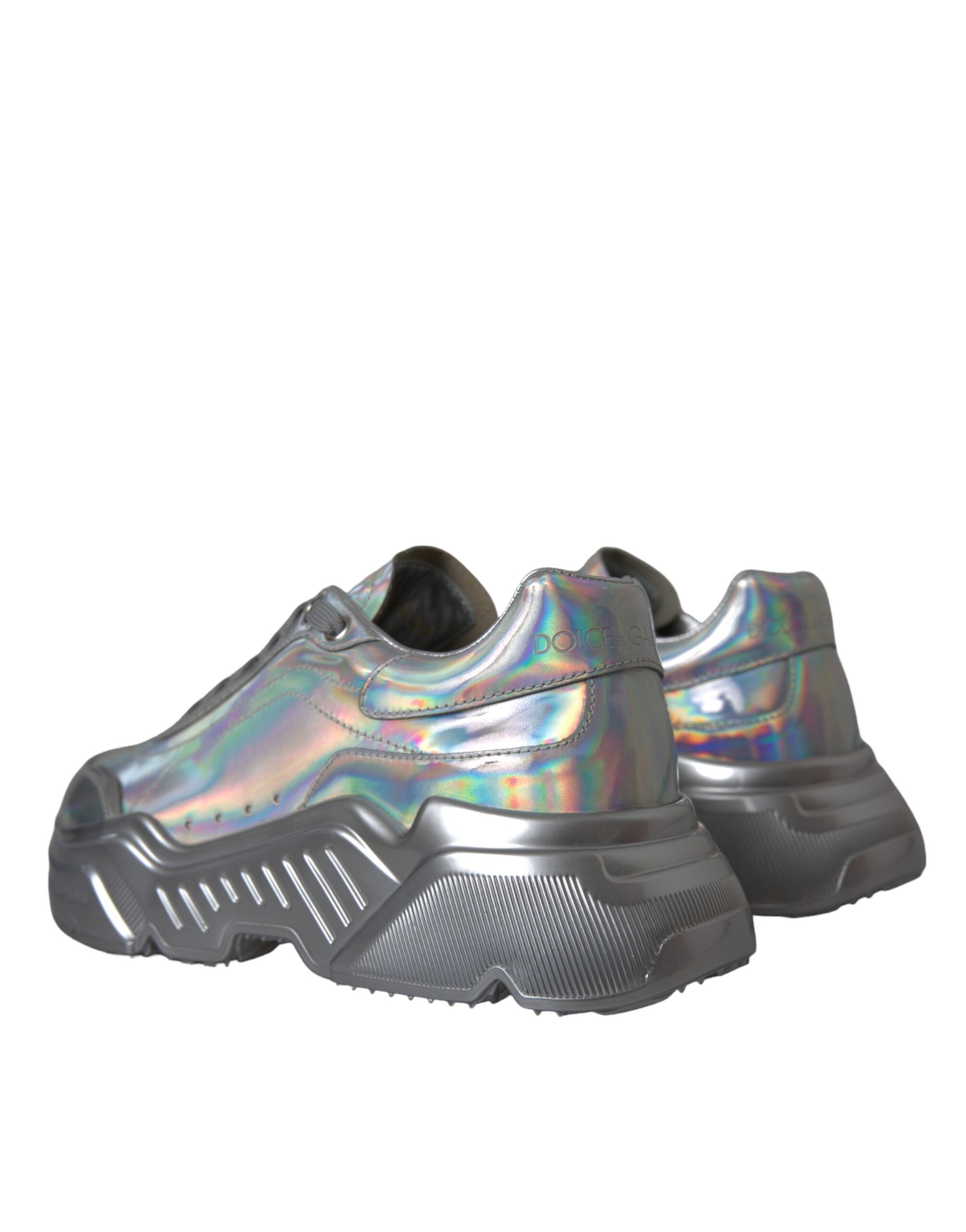 Silver Iridescent DAYMASTER Leather Sneakers Shoes - ventzia