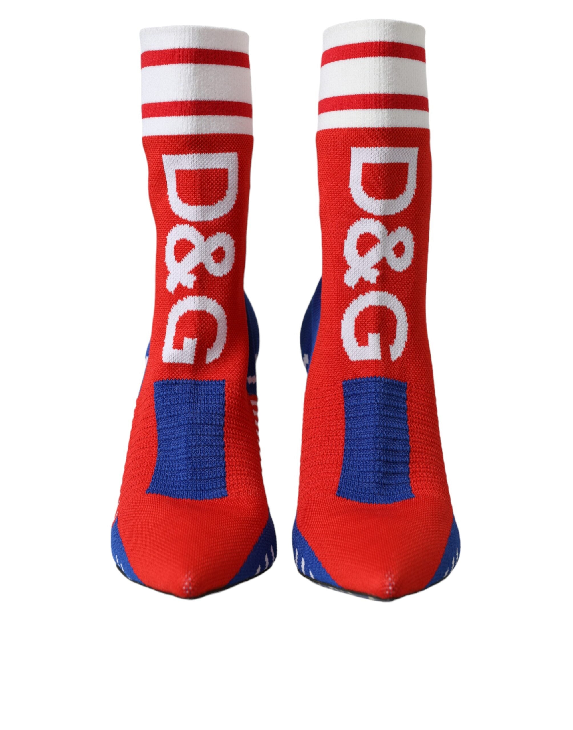 Red Blue Stretch Sock Style Short Boots Logo Shoes - ventzia