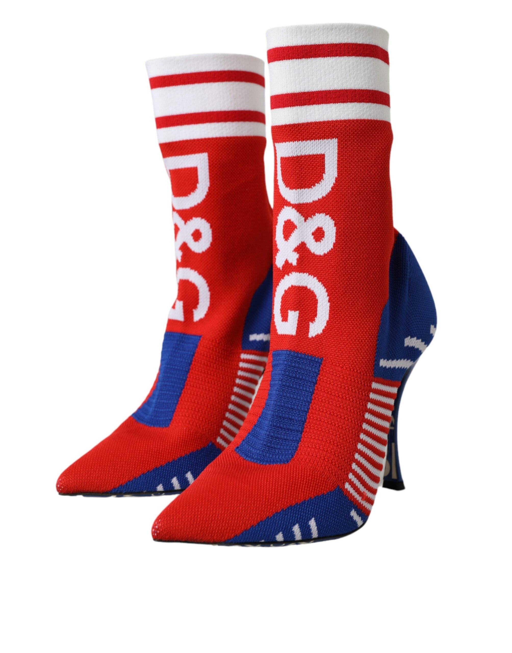 Red Blue Stretch Sock Style Short Boots Logo Shoes - ventzia
