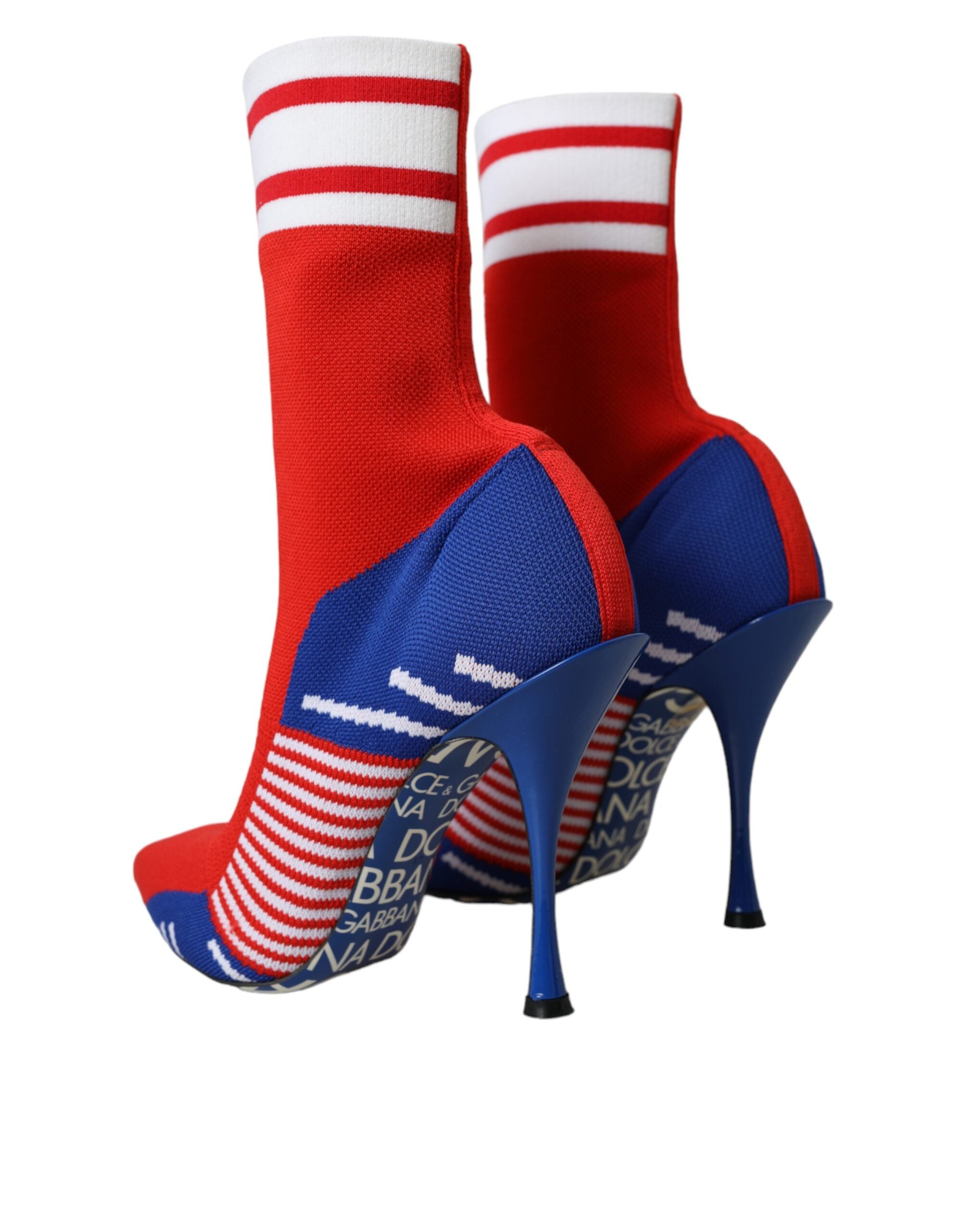 Red Blue Stretch Sock Style Short Boots Logo Shoes - ventzia