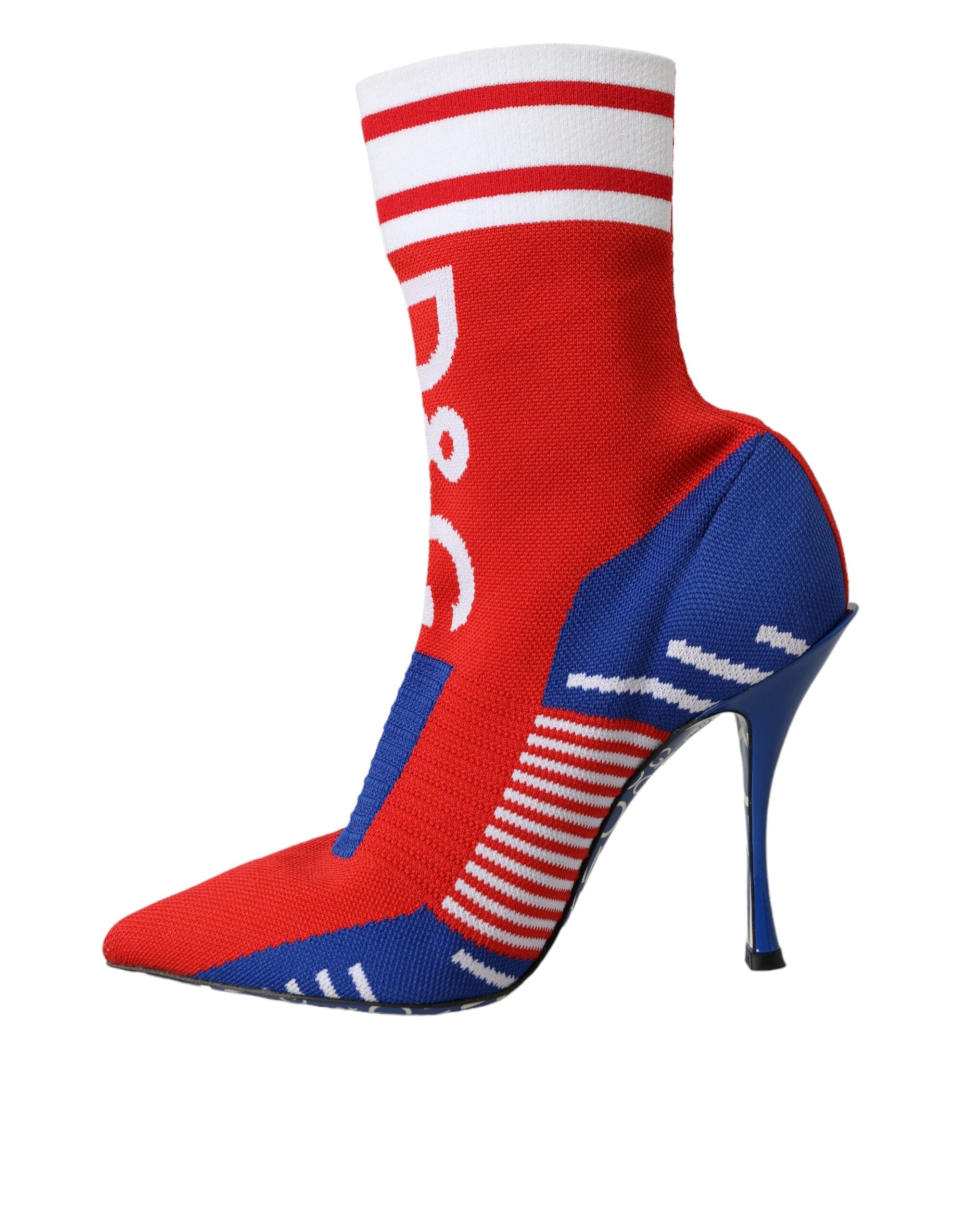 Red Blue Stretch Sock Style Short Boots Logo Shoes - ventzia