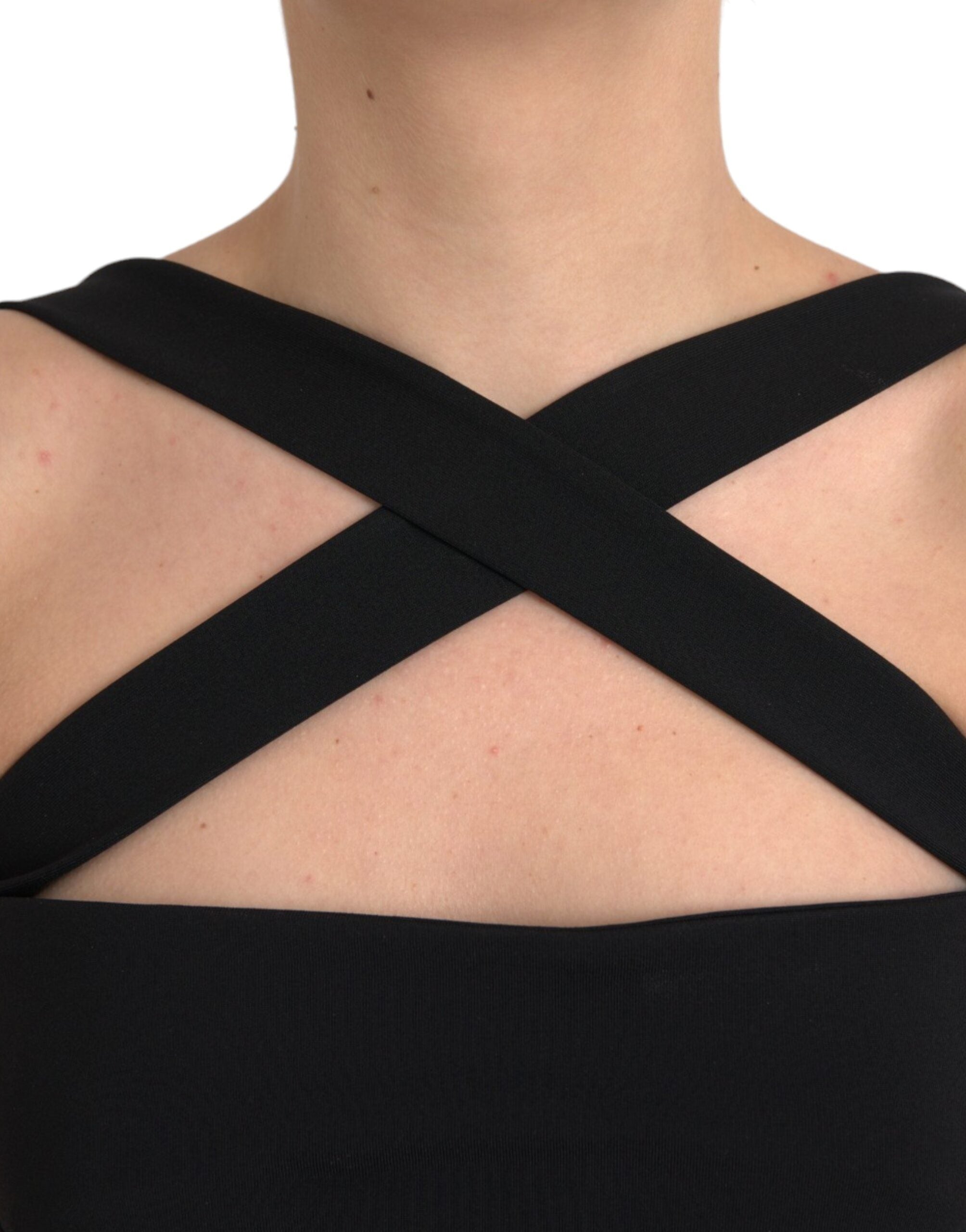 Black Sheath Halter Sleeveless Midi Dress - ventzia