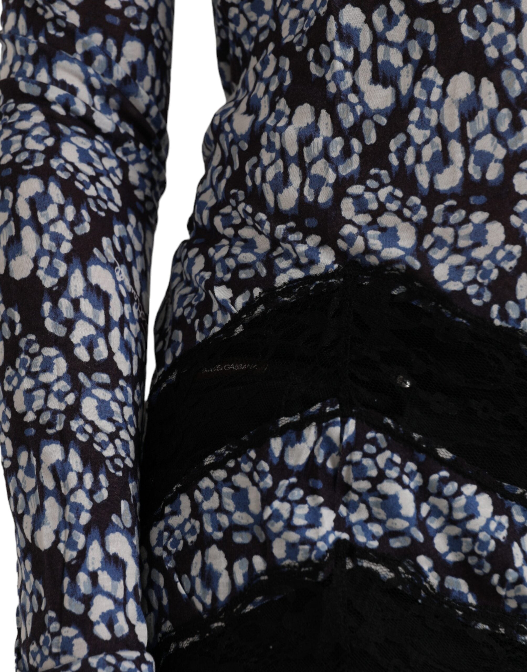 Blue Floral Lace Long Sleeves Top Underwear Blouse - ventzia