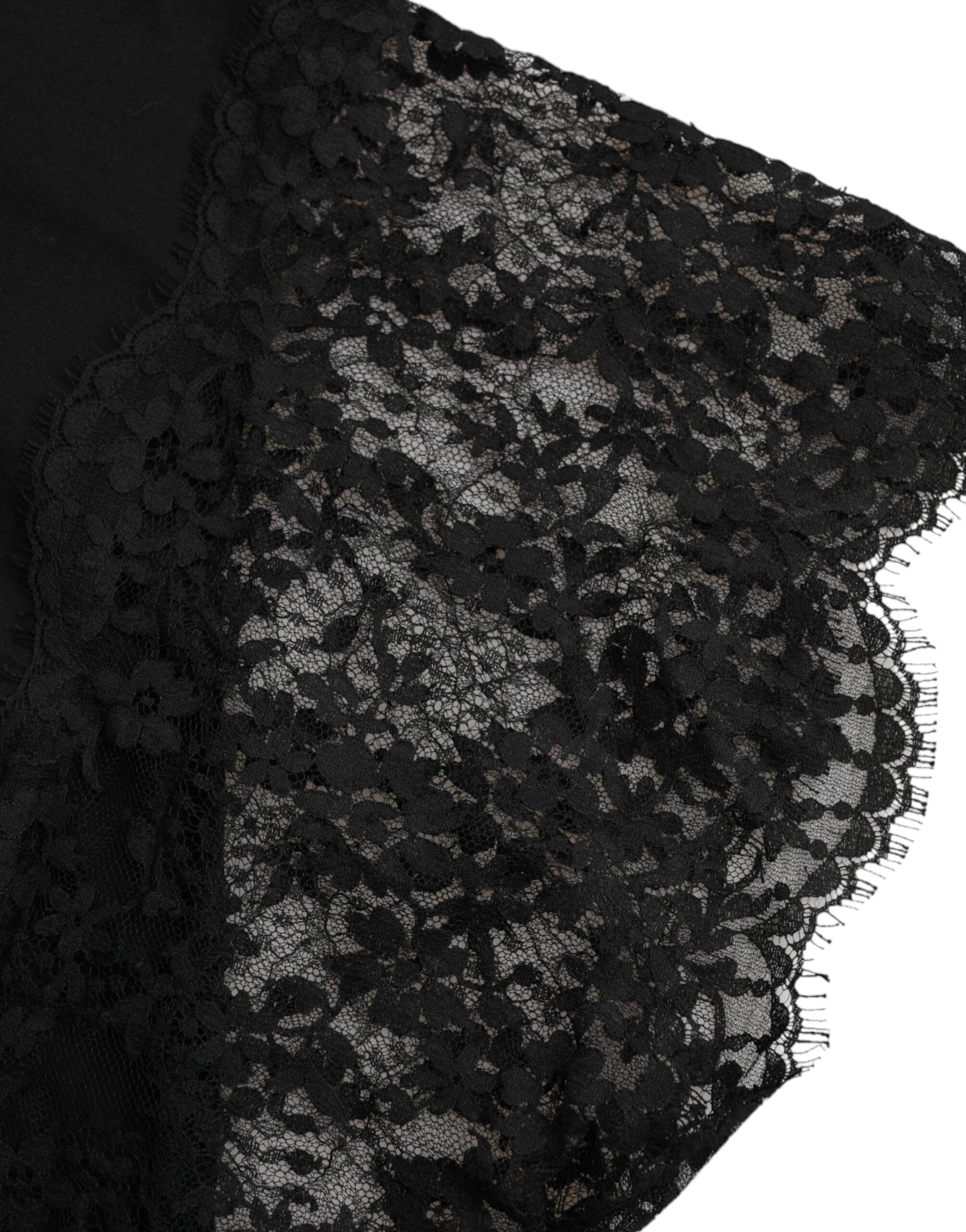 Black Sacred Heart Print Cotton Lace T-shirt - ventzia