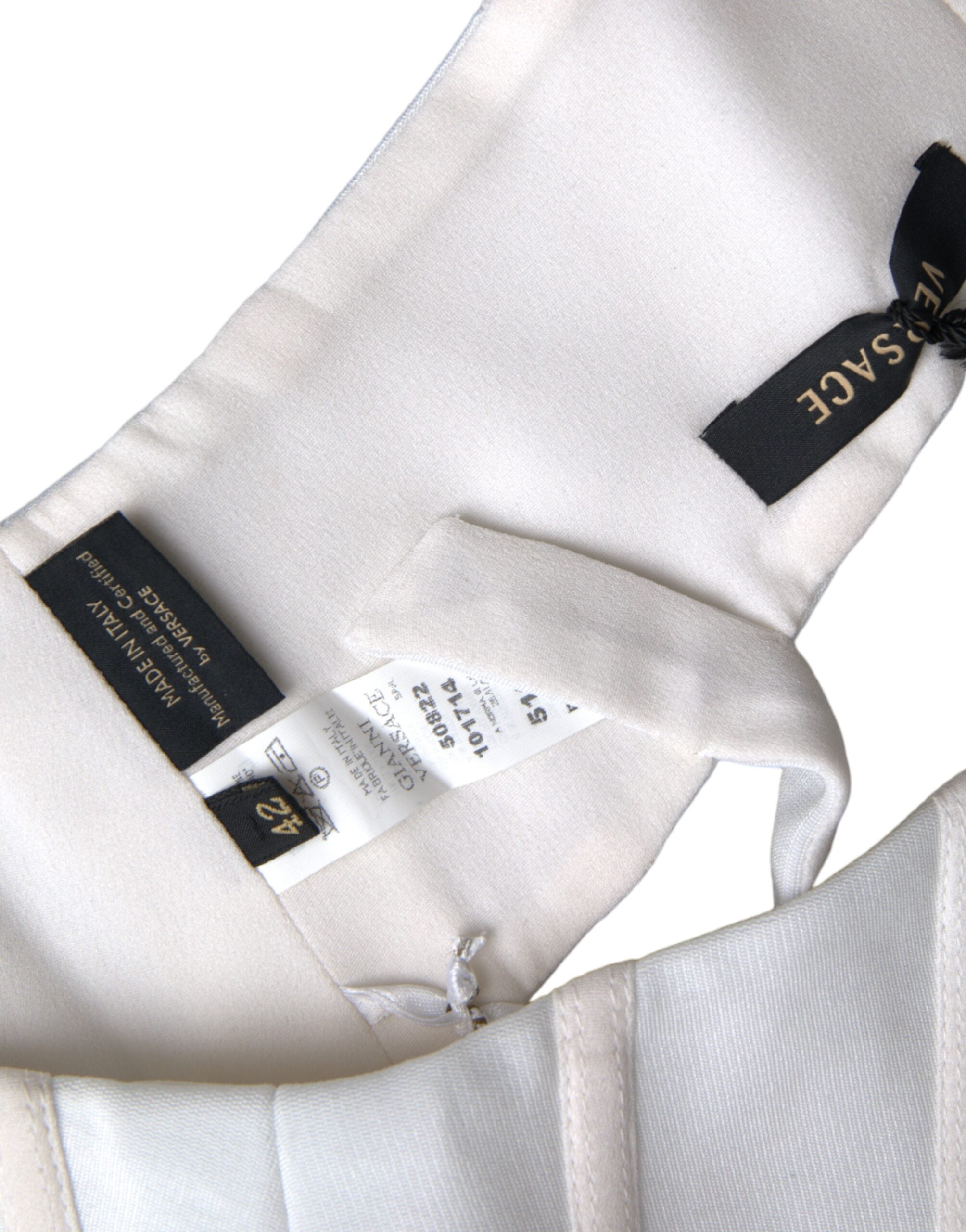 White Viscose Bustier Sleeveless Cropped Top - ventzia