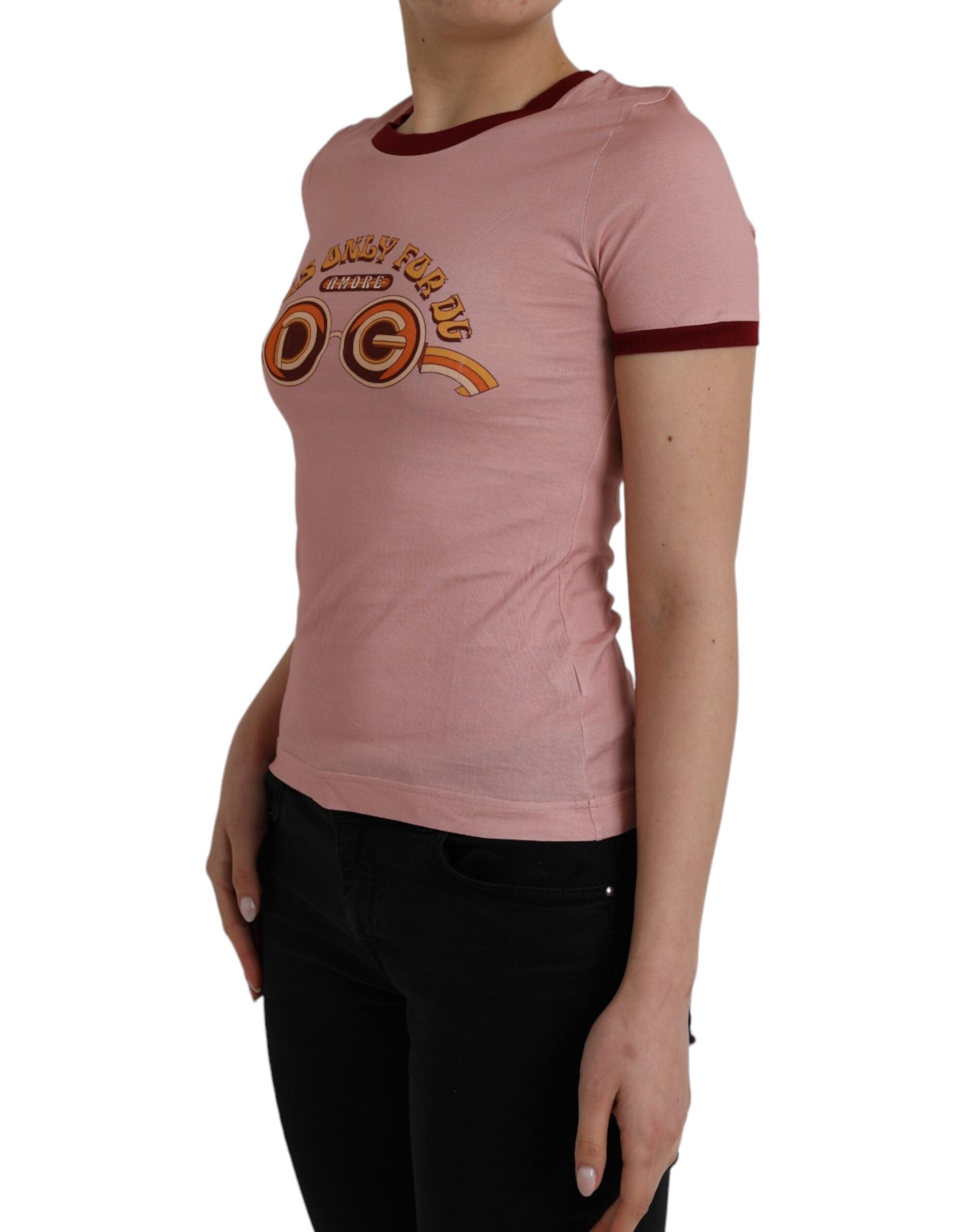 Pink Cotton Short Sleeves Crew Neck T-shirt - ventzia