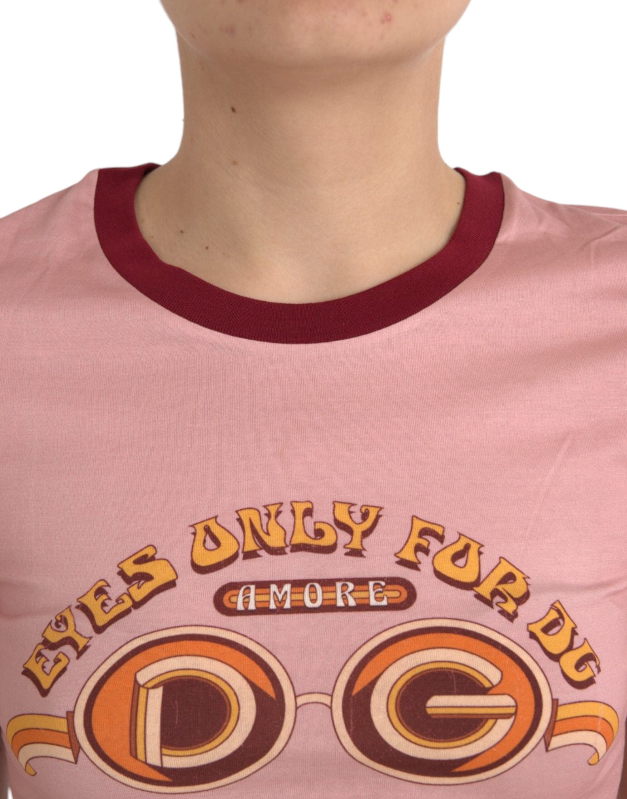 Pink Cotton Short Sleeves Crew Neck T-shirt - ventzia