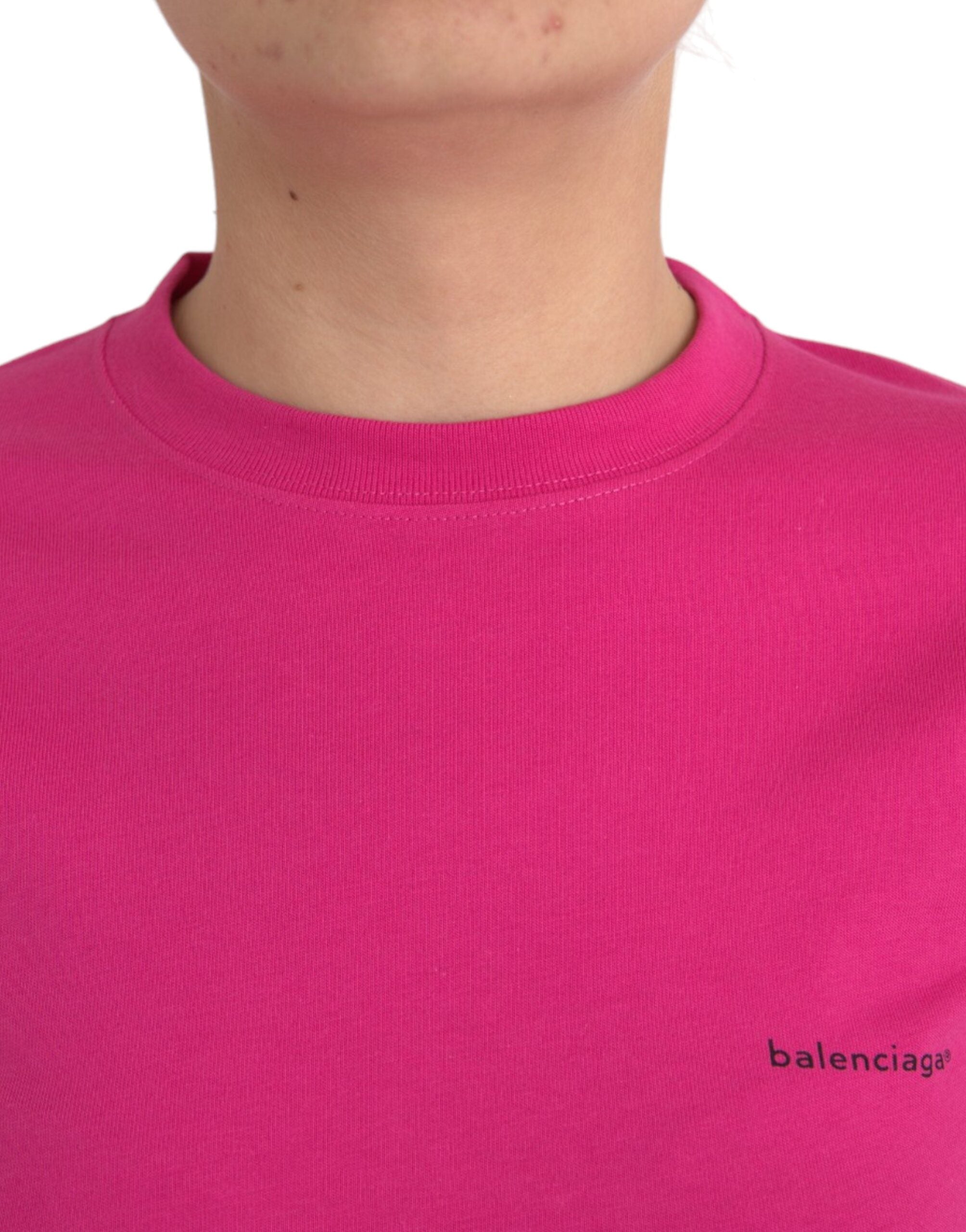 Pink Cotton Crew Neck Short Sleeves Tee T-shirt - ventzia