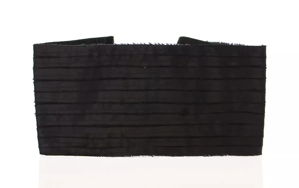 Black Silk Womens Waist Cummerbund - ventzia