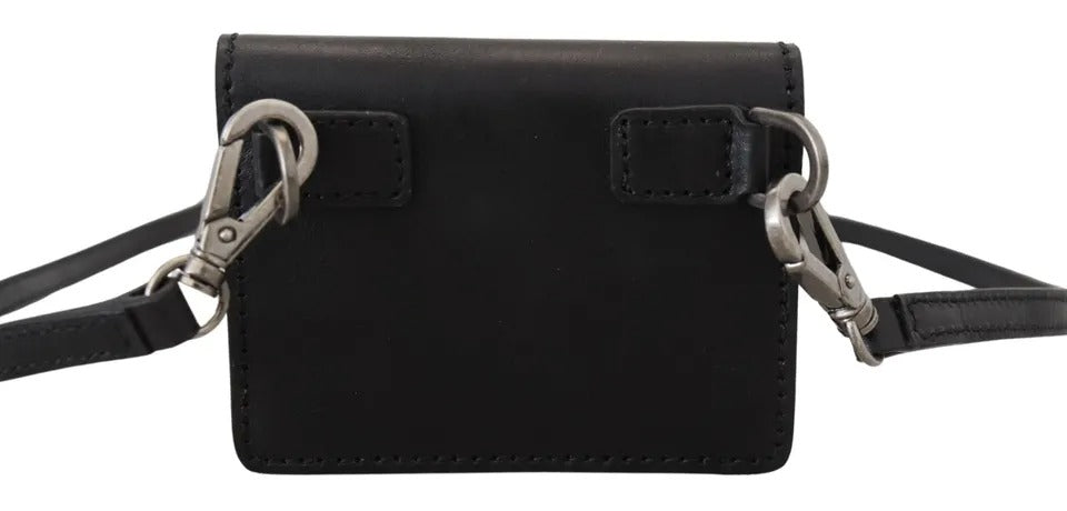 Black Leather Bifold Shoulder Sling Women Wallet - ventzia