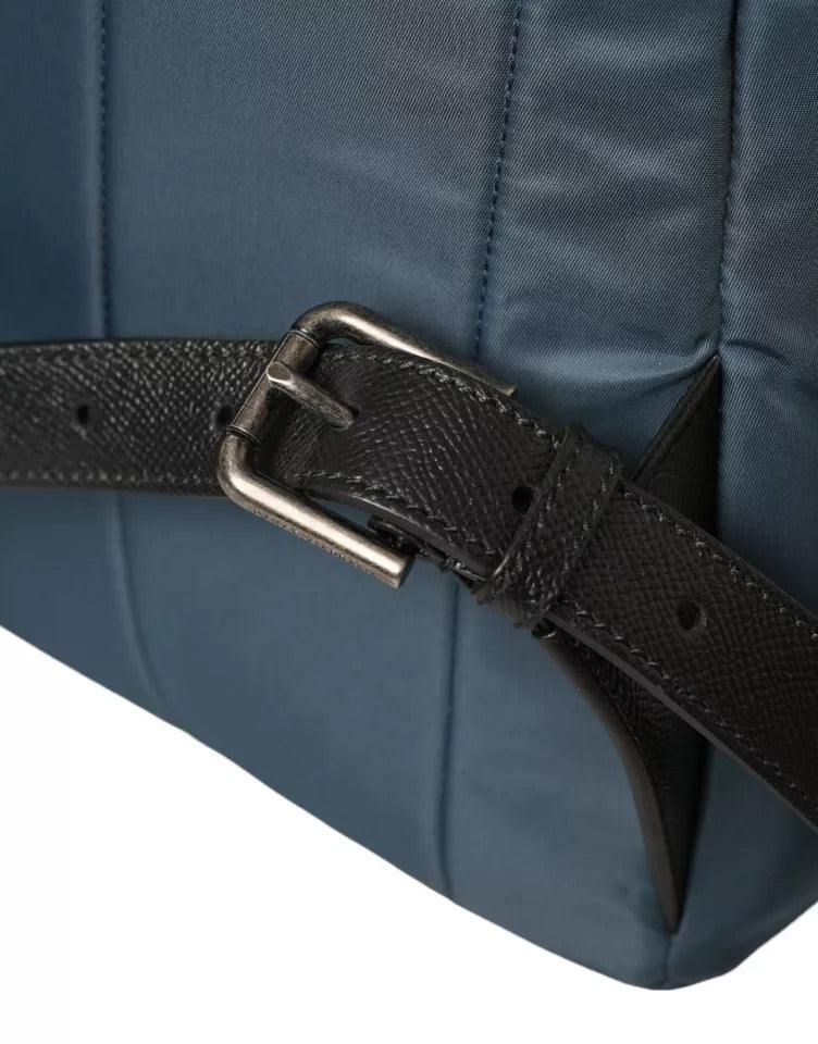 Blue Nylon #DGFamily Patch Men Backpack Bag - ventzia