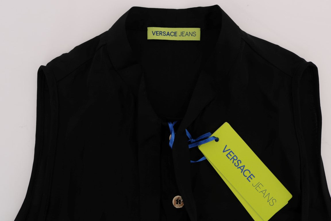 Chic Sleeveless Black Shirt Blouse - ventzia