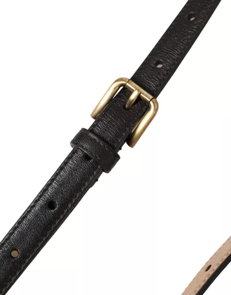 Dark Brown Leather Gold Metal Buckle Women Belt - ventzia