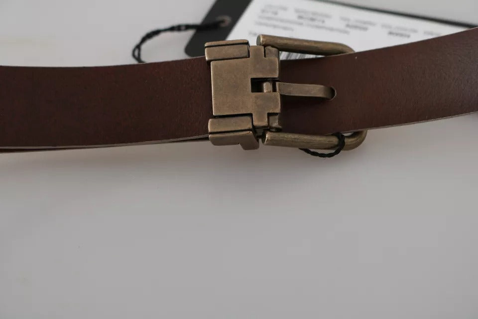 Cream Beige Gold Buckle Waist Leather Belt - ventzia