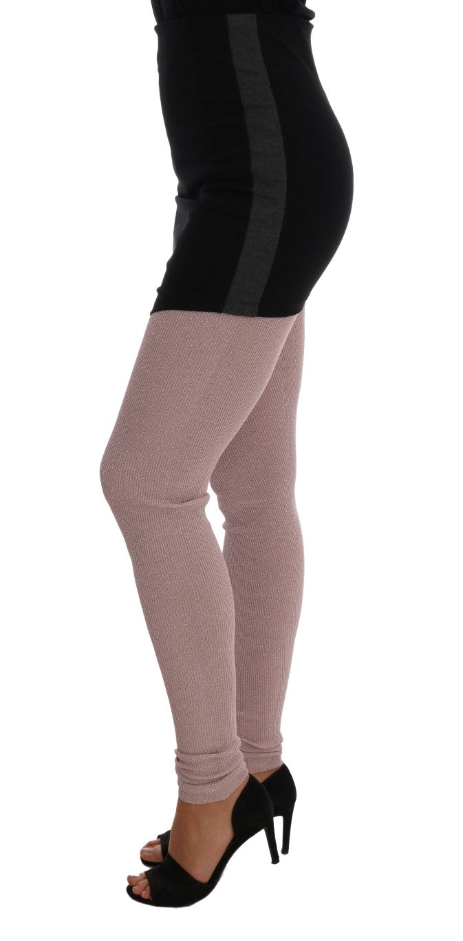 Elegant Pink Mid-Waist Stretch Pants - ventzia