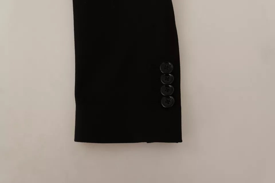 Black Wool Slim Fit Coat Jacket Blazer - ventzia