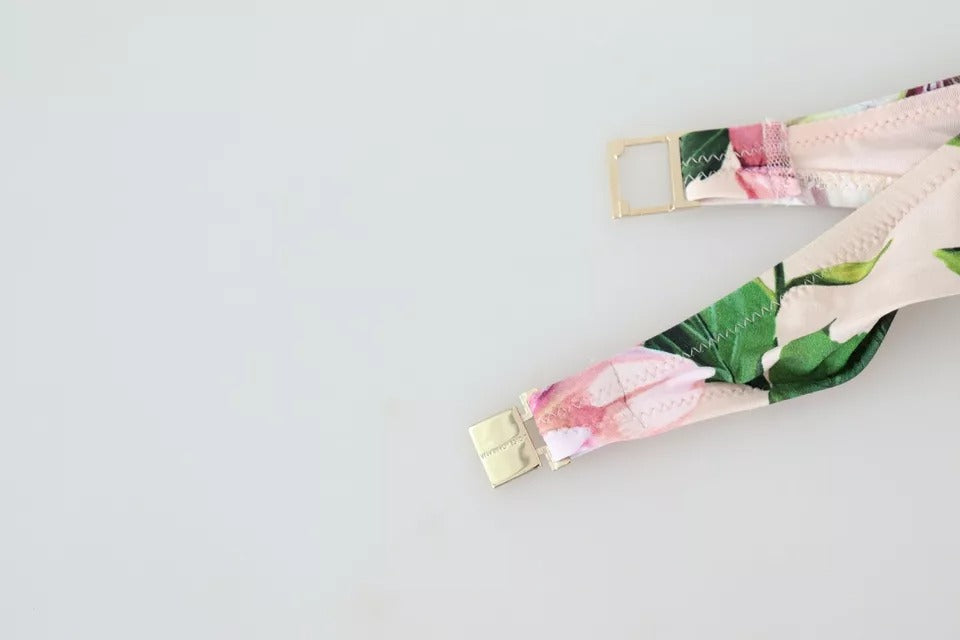 Pink Floral Print Swimsuit Beachwear Bikini Top - ventzia