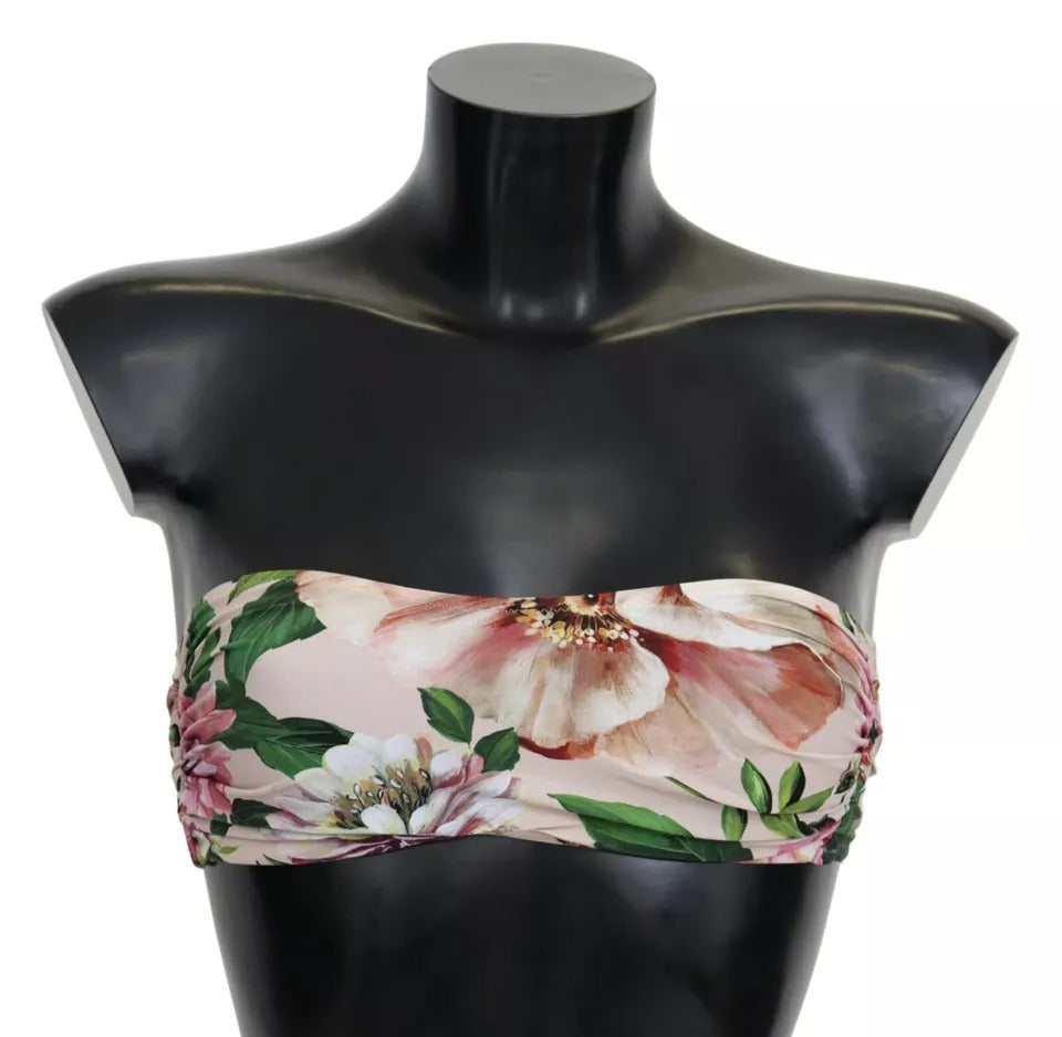 Pink Floral Print Swimsuit Beachwear Bikini Top - ventzia