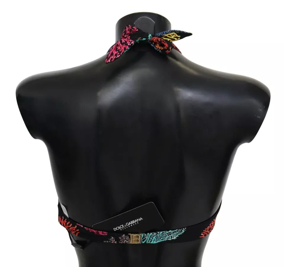 Black Corals Print Swimsuit Beachwear Bikini Top - ventzia