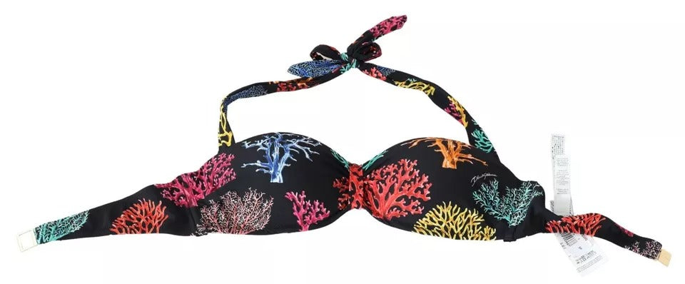 Black Corals Print Swimsuit Beachwear Bikini Top - ventzia
