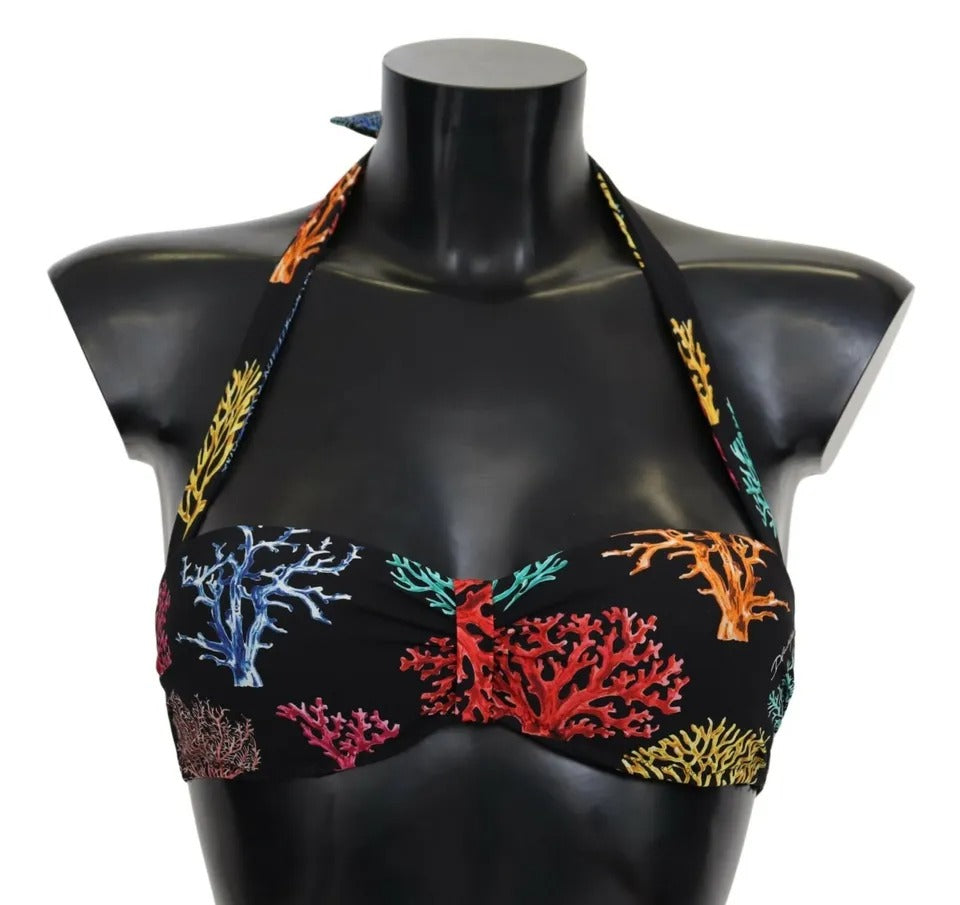 Black Corals Print Swimsuit Beachwear Bikini Top - ventzia