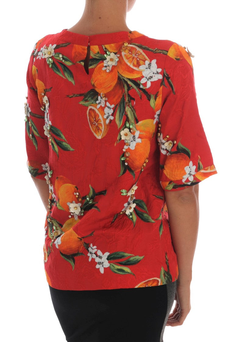 Embellished Crepe Blouse with Blossom Print - ventzia