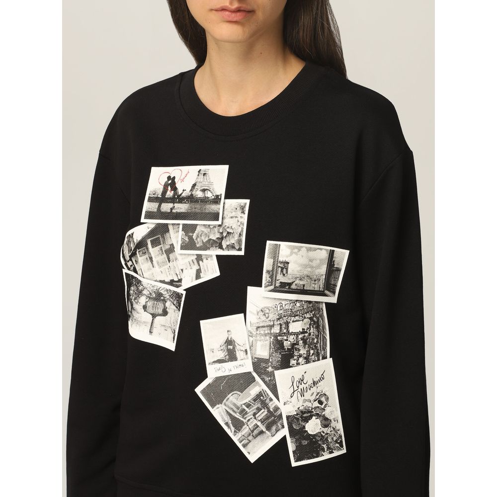 Chic Black Sweatshirt with Designer Emblem - ventzia
