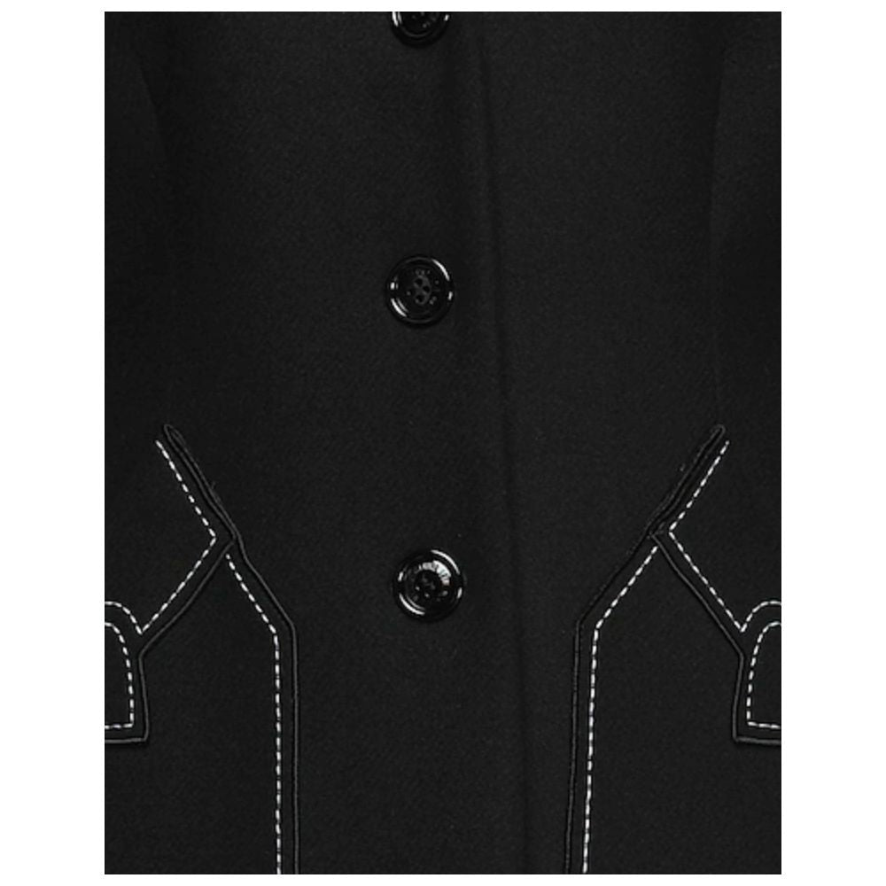 Black Wool Women Coat - ventzia