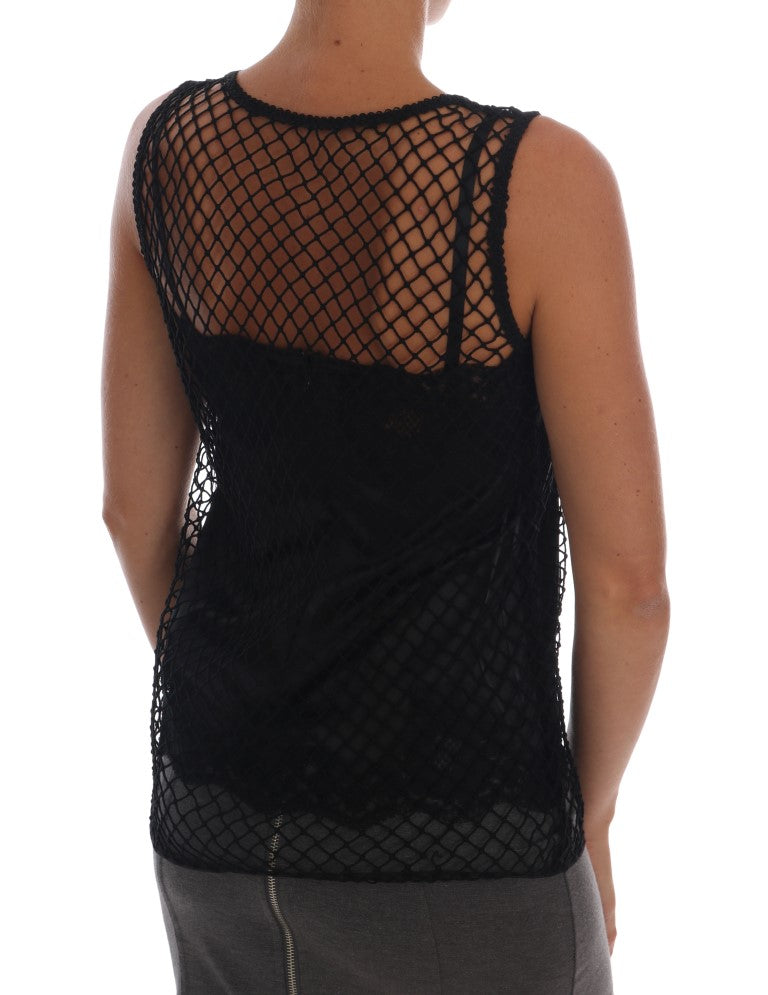 Elegant Black Lace Sleeveless Cami Blouse - ventzia