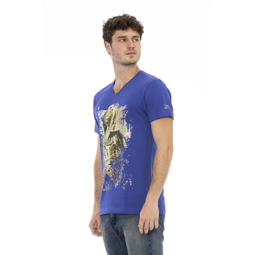 Blue Cotton Men T-Shirt - ventzia
