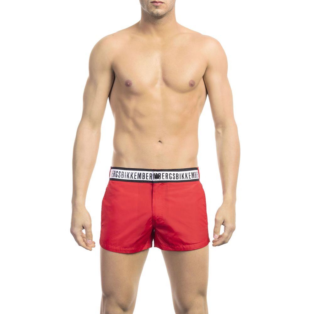 Red Polyamide Men Swim Short - ventzia