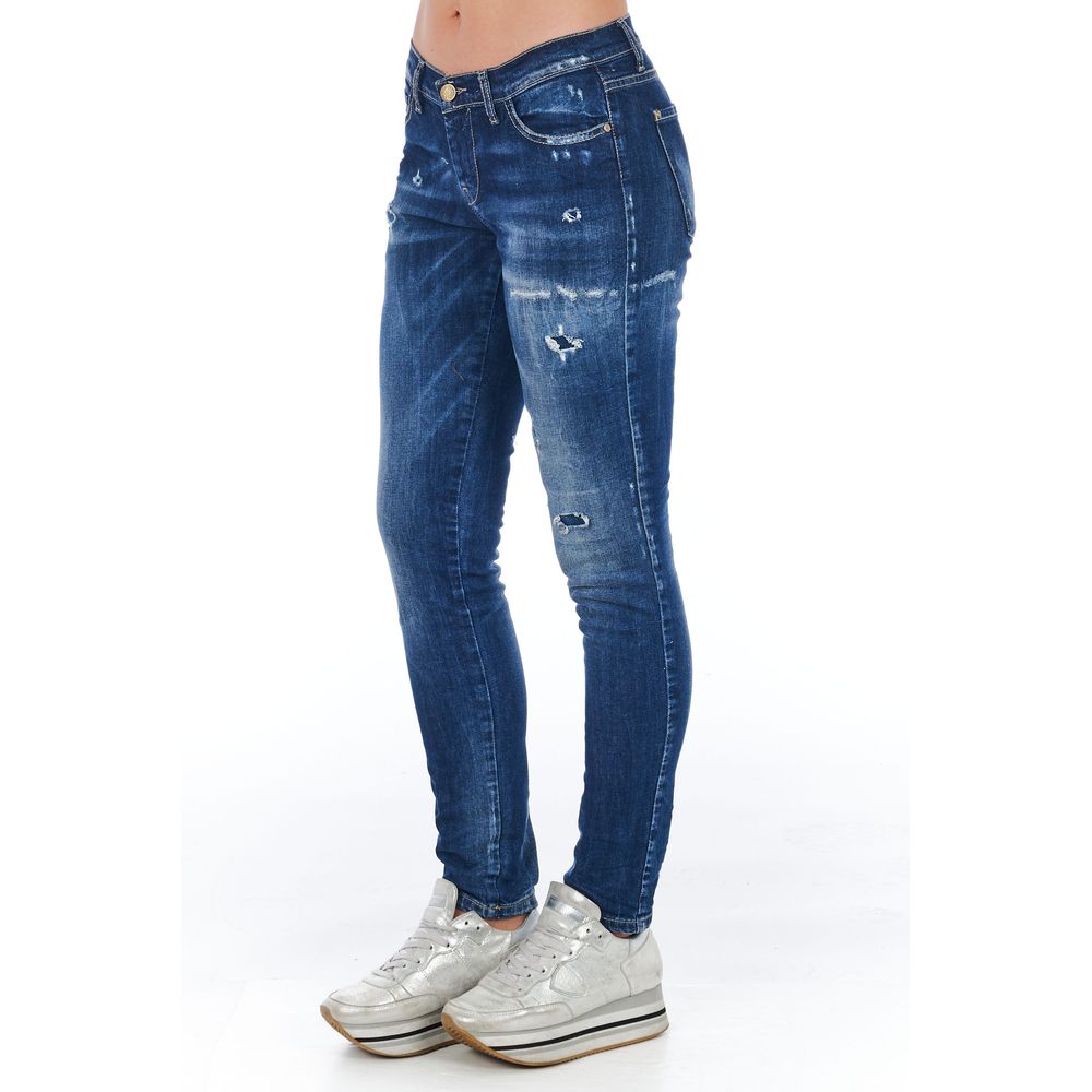 Blue Cotton Women's Skinny Jean - ventzia
