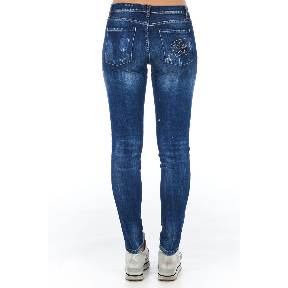 Blue Cotton Women's Skinny Jean - ventzia