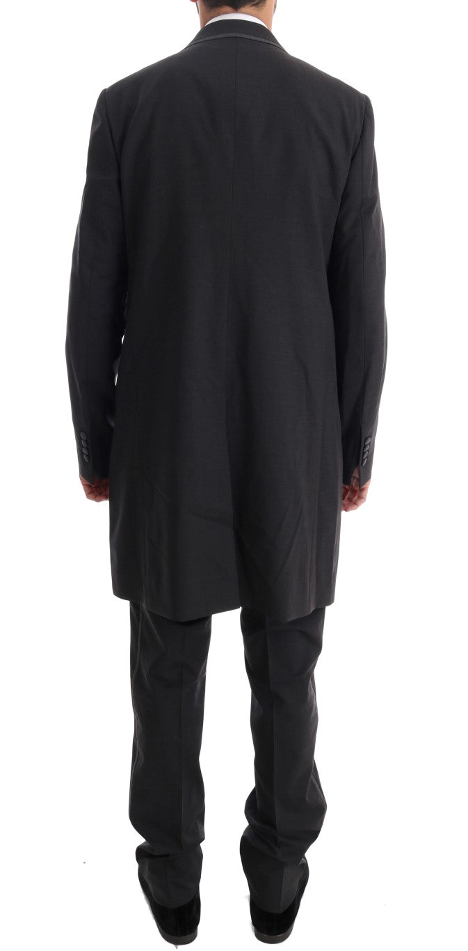 Elegant Gray Double Breasted Wool Suit - ventzia