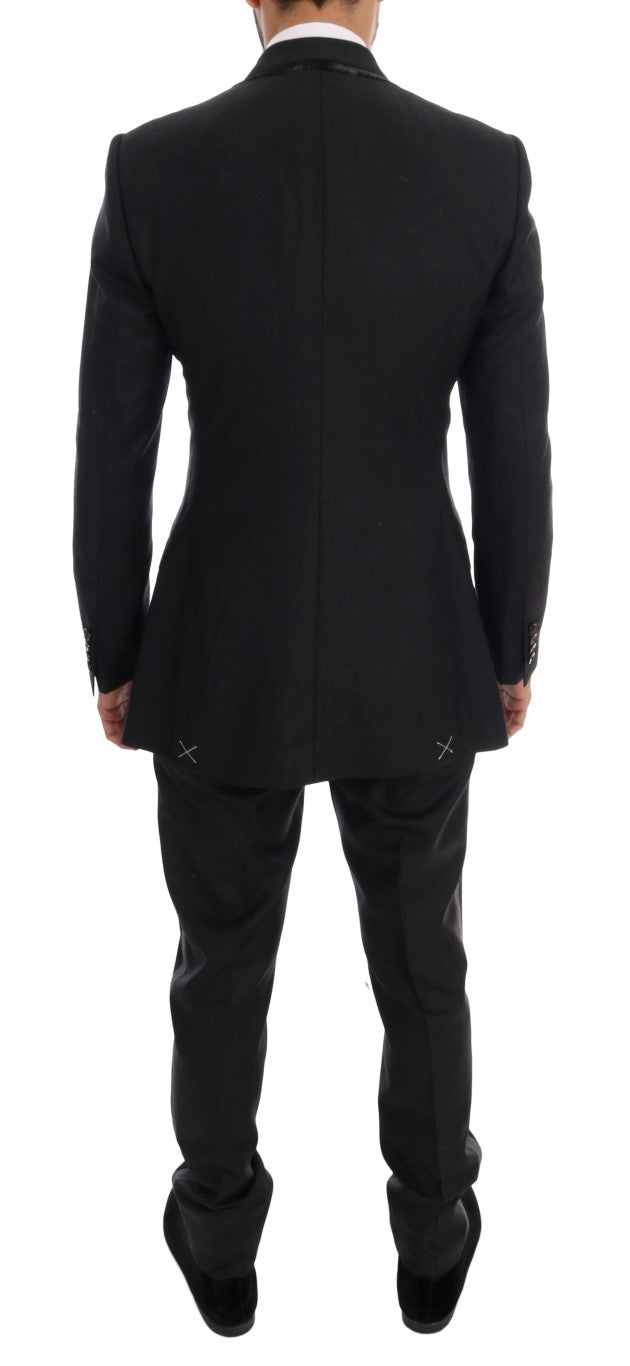 Elegant Gray Double Breasted Wool Suit - ventzia