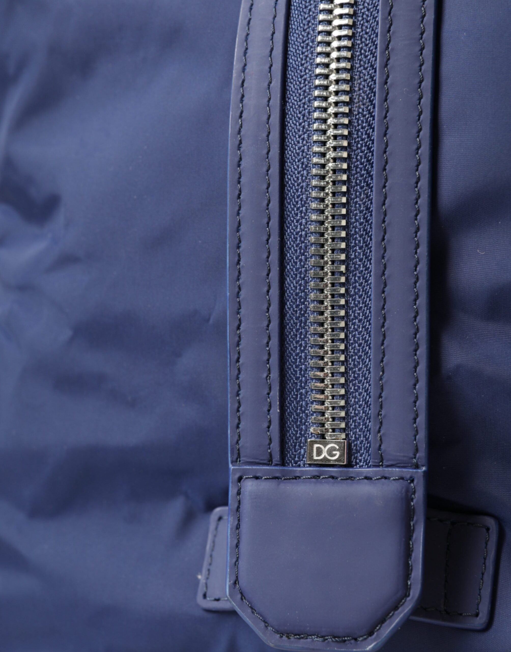 Blue Nylon Calfskin Hand Shoulder Duffel Bag - ventzia