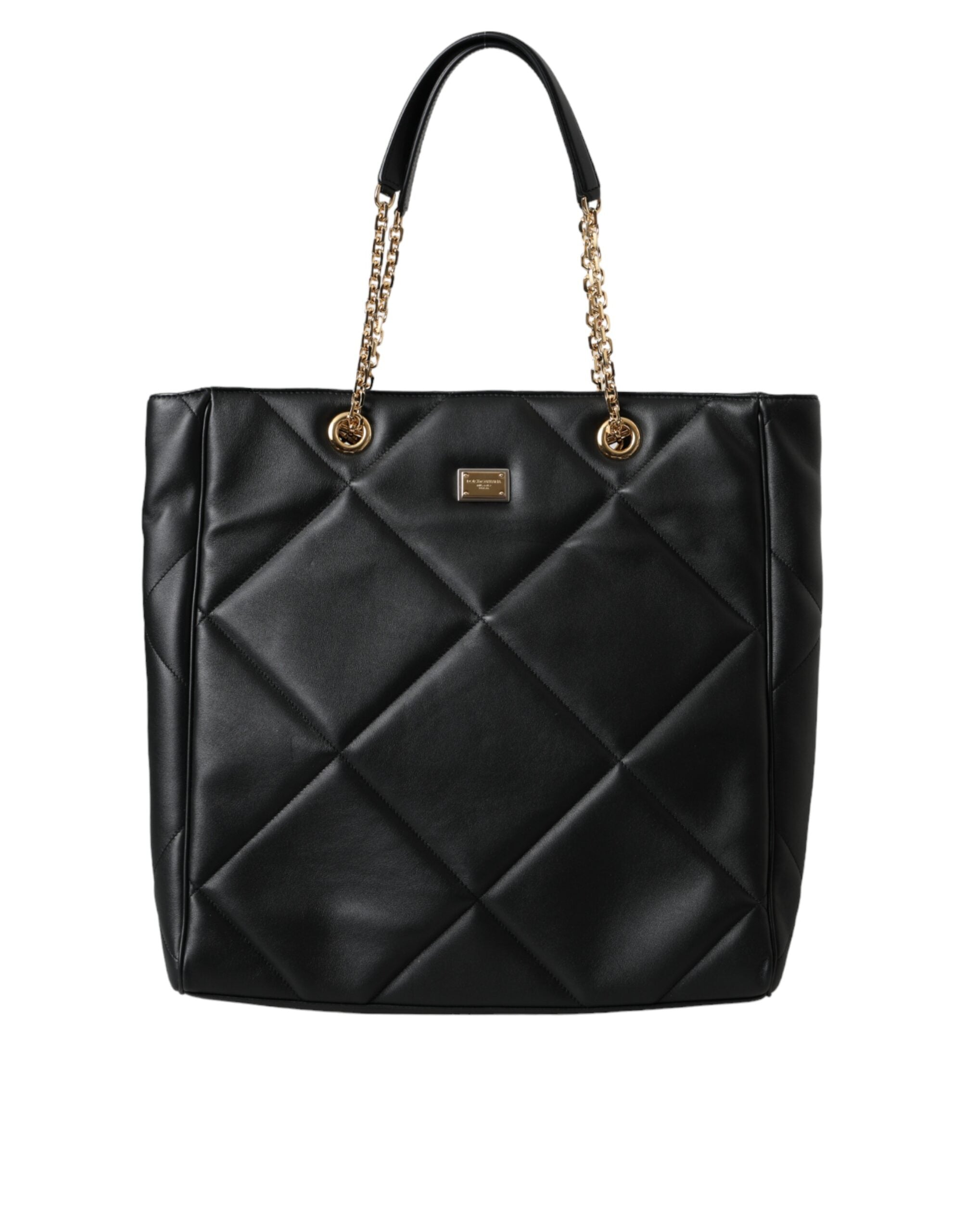 Black Leather JUNGLE Quilted Shopping Tote Bag - ventzia