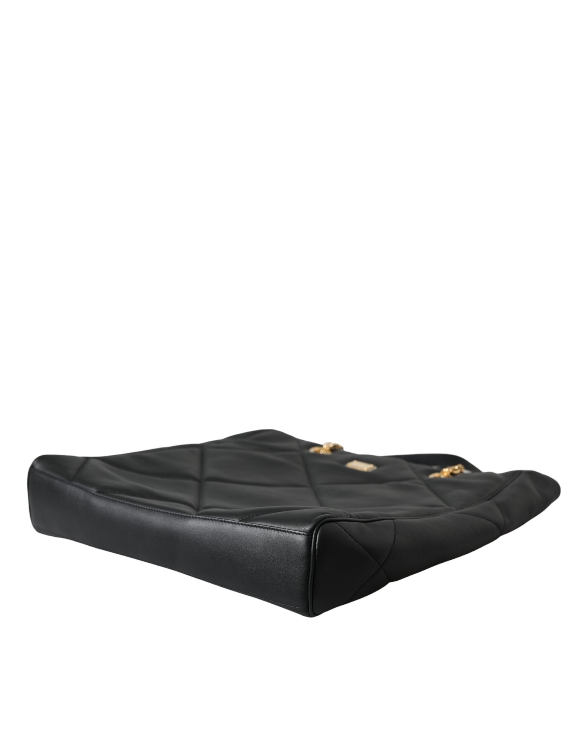 Black Leather JUNGLE Quilted Shopping Tote Bag - ventzia